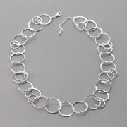 handmade with solid nickel free argentium sterling silver this artisan silver chain necklace makes a statement.  Artisan hammered details make this unique silver chunky necklace truly speical.