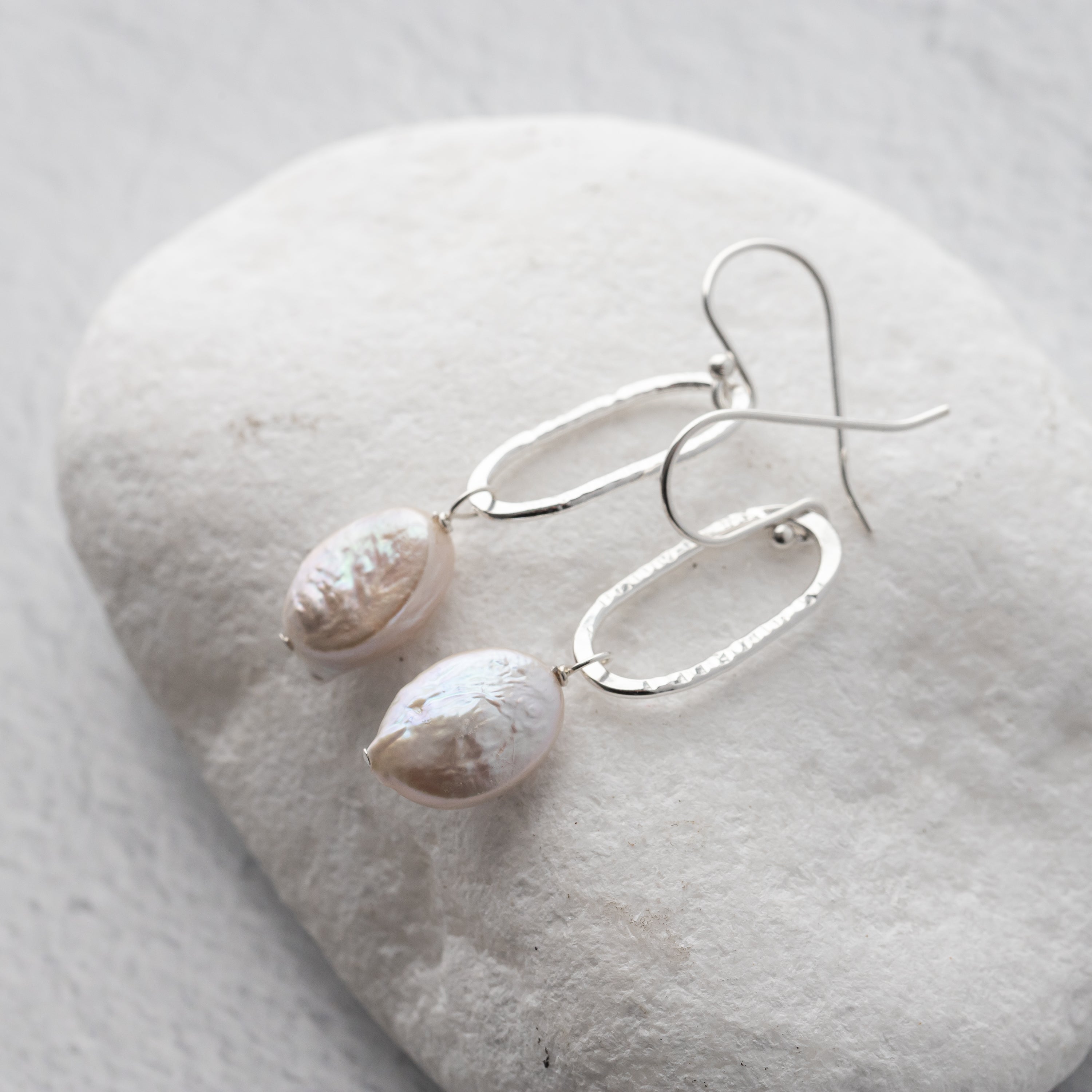 Freshwater Pearl Oval Earrings