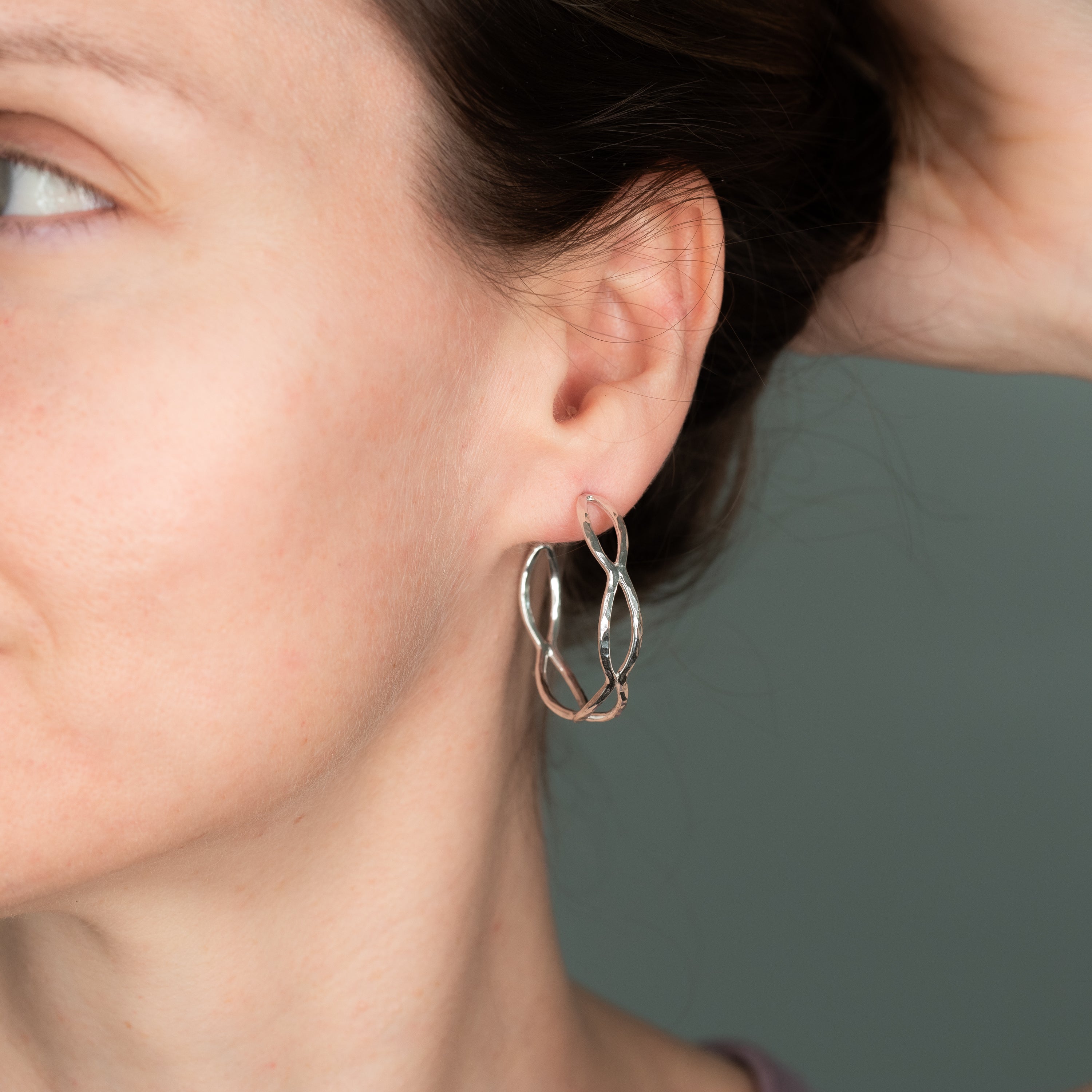 Lacy Silver Hoops