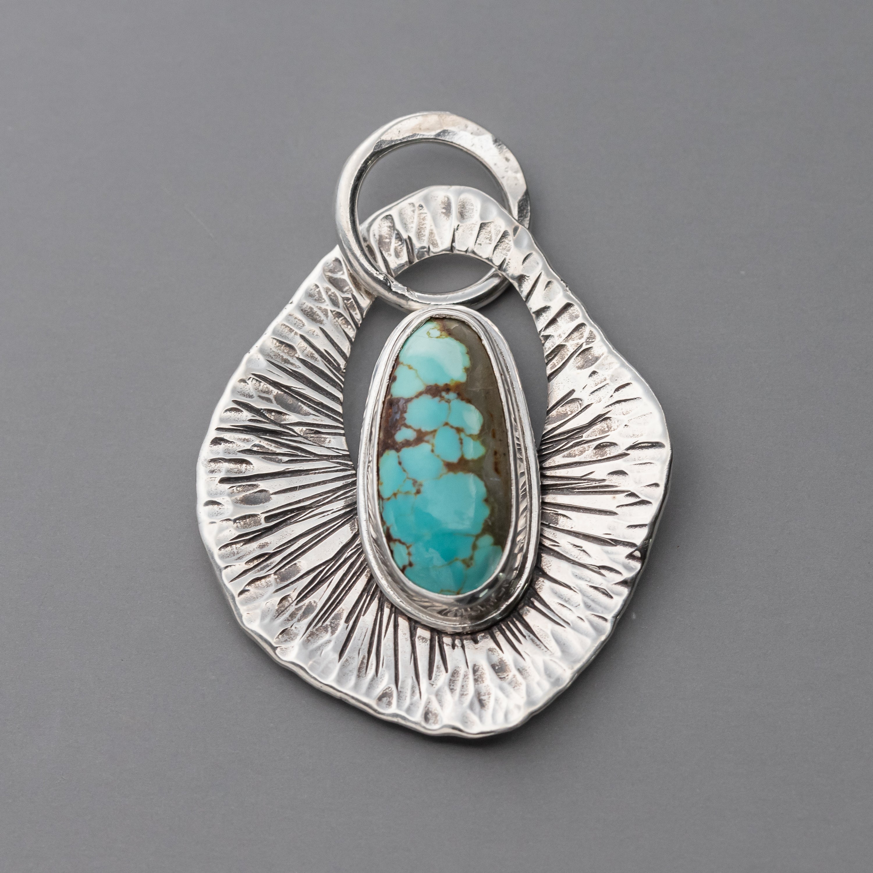 * Abstract popular Handmade Sterling Silver Turquoise Pendant *