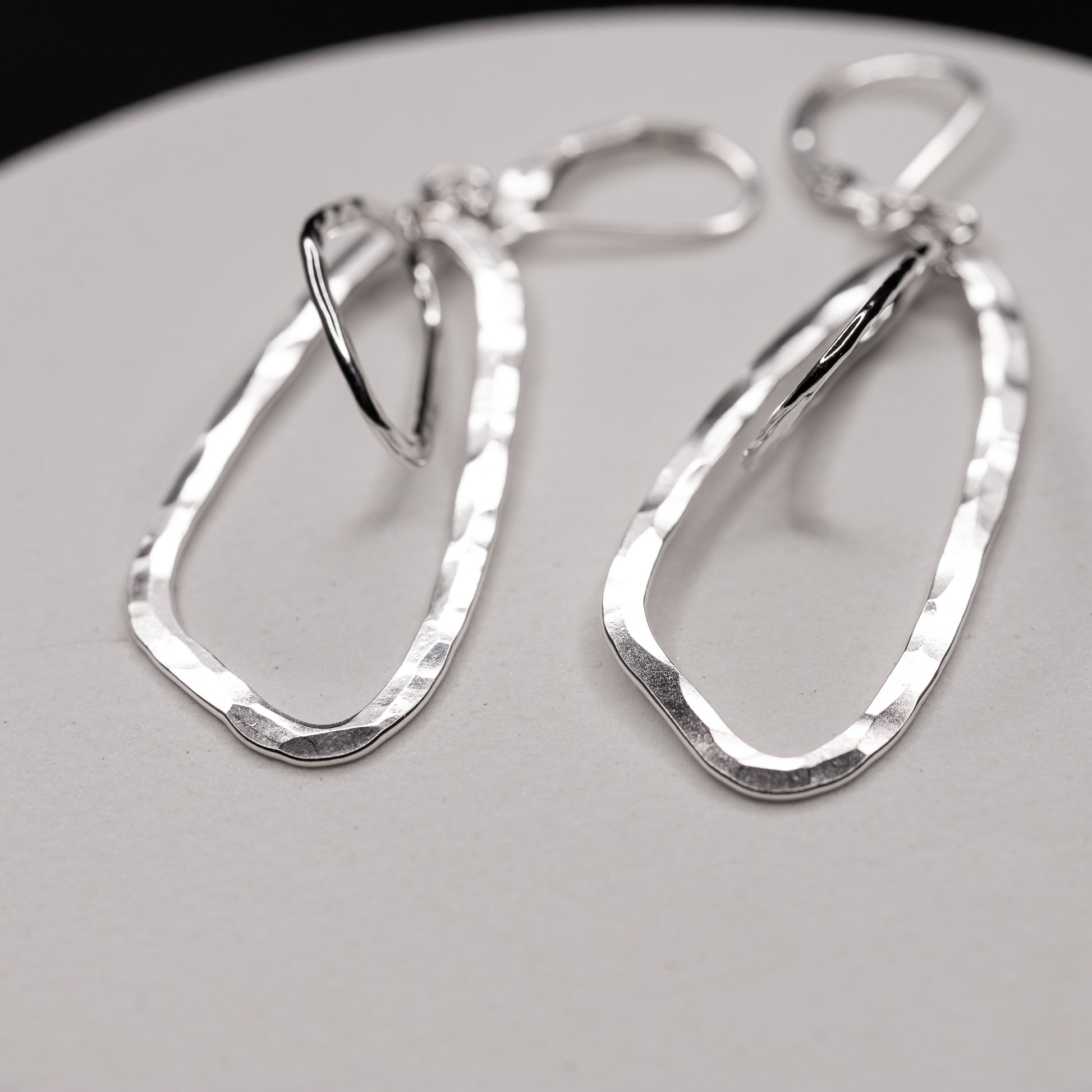 Artisan Hand Hammered Texture on Sterling Silver Dangle earrings