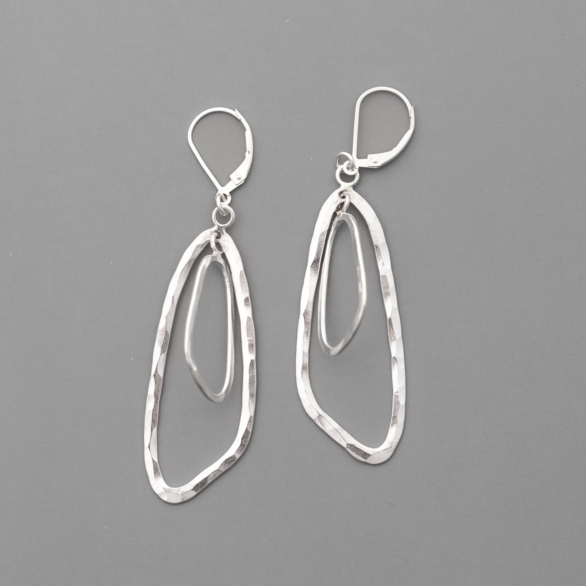 hammered silver statement earrings, Handmade Jewelry with Organic Shapes and textures