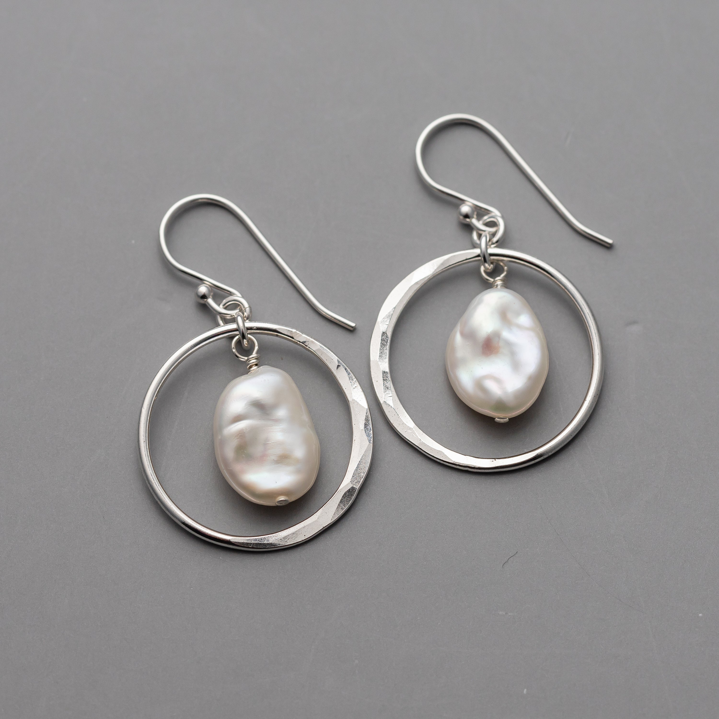 Sterling silver and freshwater pearl store earrings, handcrafted earrings, pearl earrings, design earrings