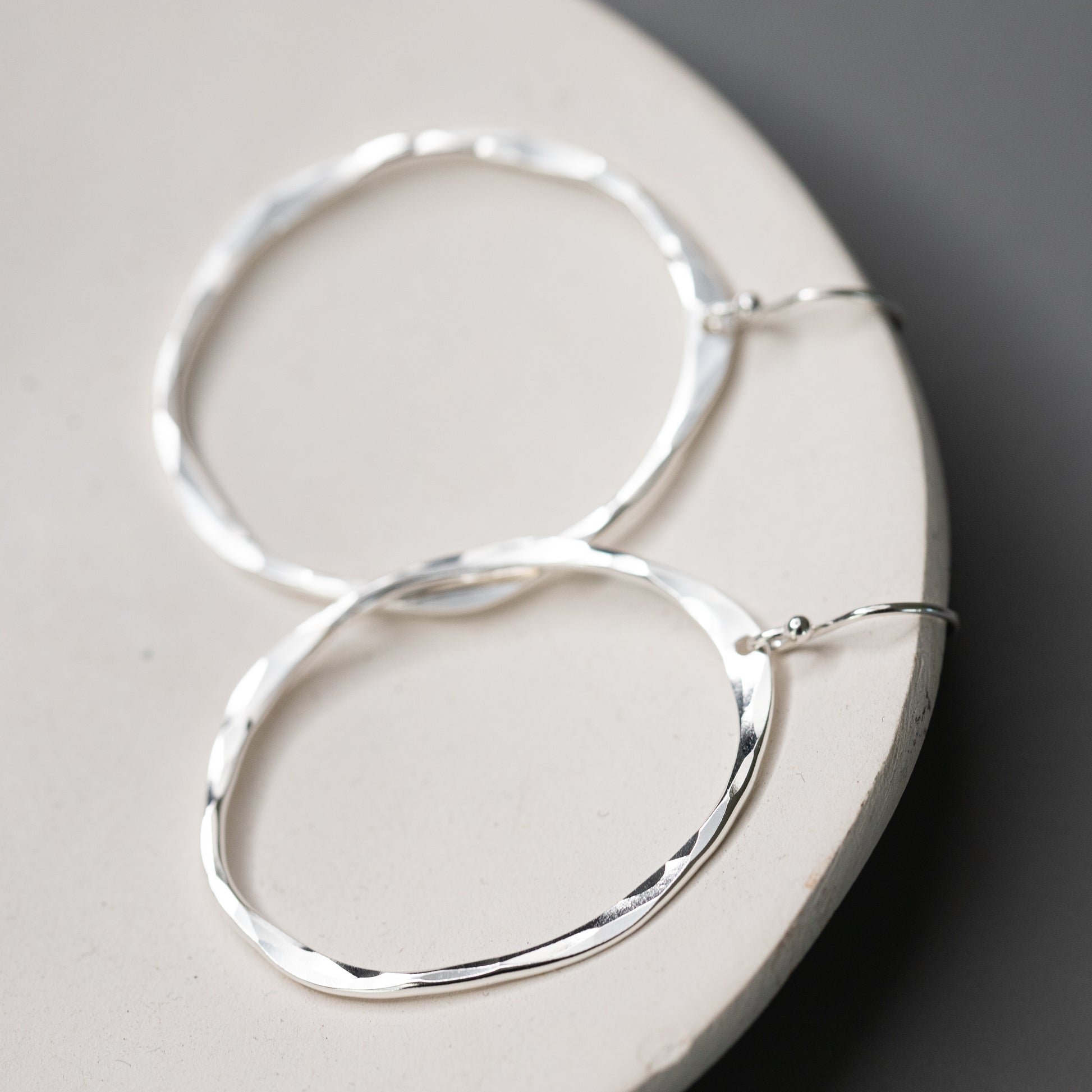 Funky earrings, wonky sterling silver hoop dangle earrings for her.  Handmade silver jewelry