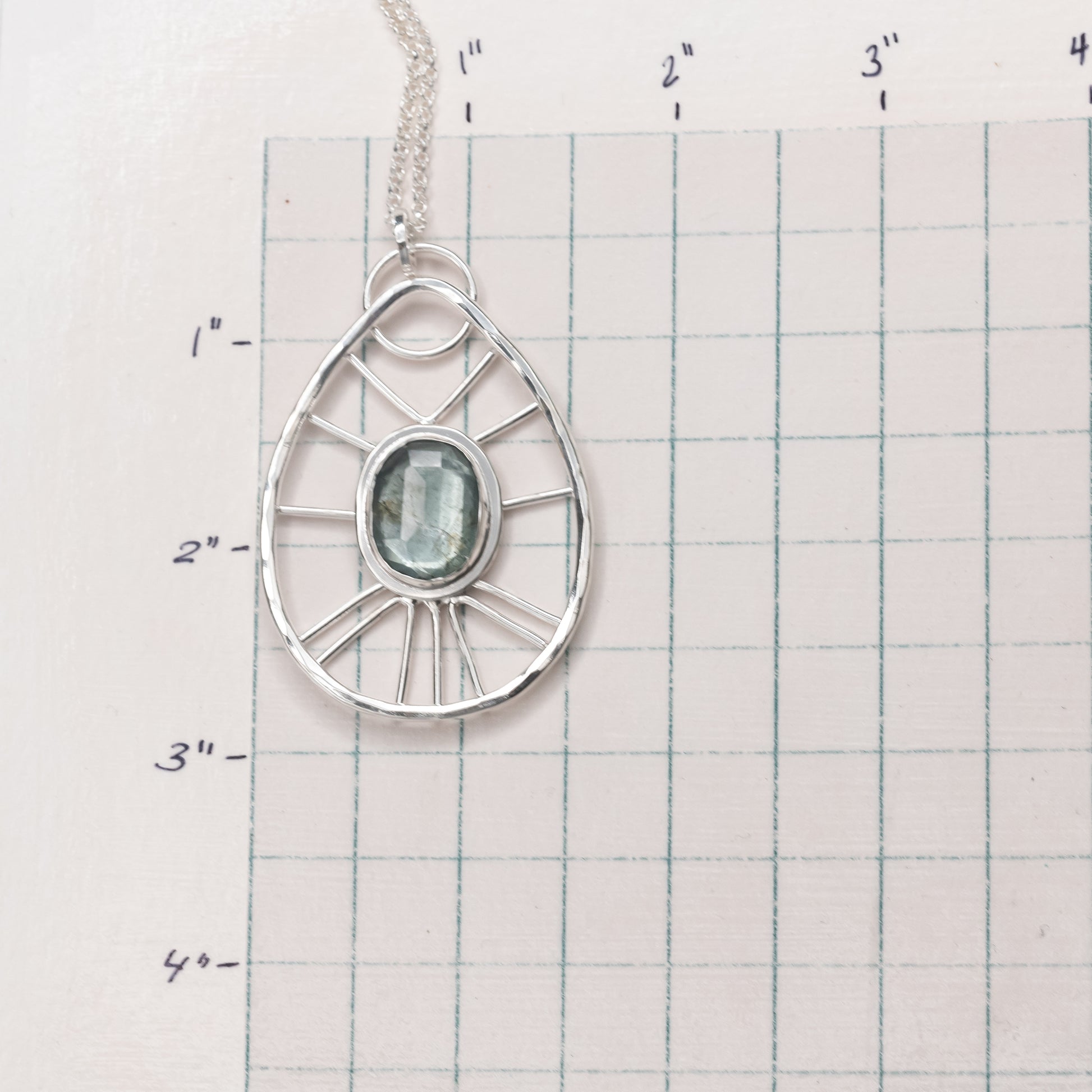 Handmade Aquamarine and sterling silver pendant necklace, One of a kind artisan silver jewelry, Unique Silver Pendant, Designer Jewelry
